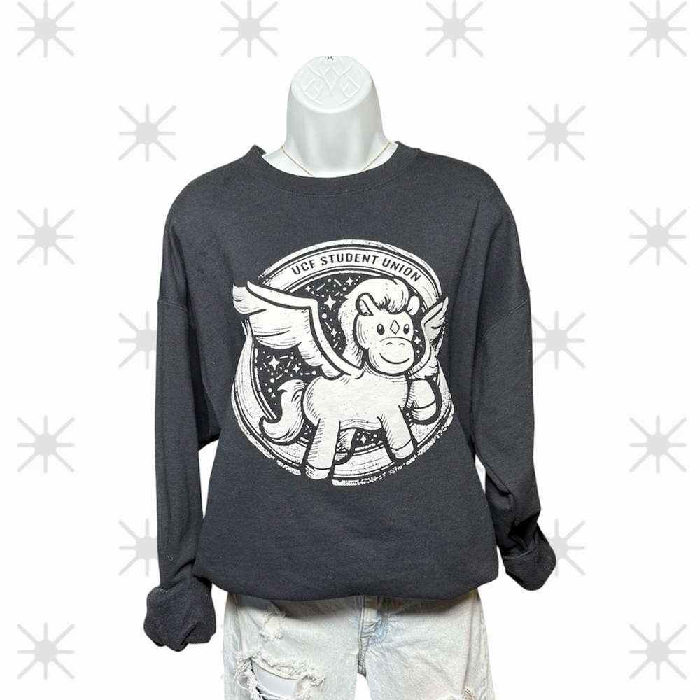 UCF Student Union Pegasus Graphic Sweatshirt Large Unisex College Sweater